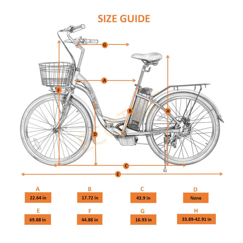 Ecotric 26" White Peacedove Electric City Bike with basket and rear rack