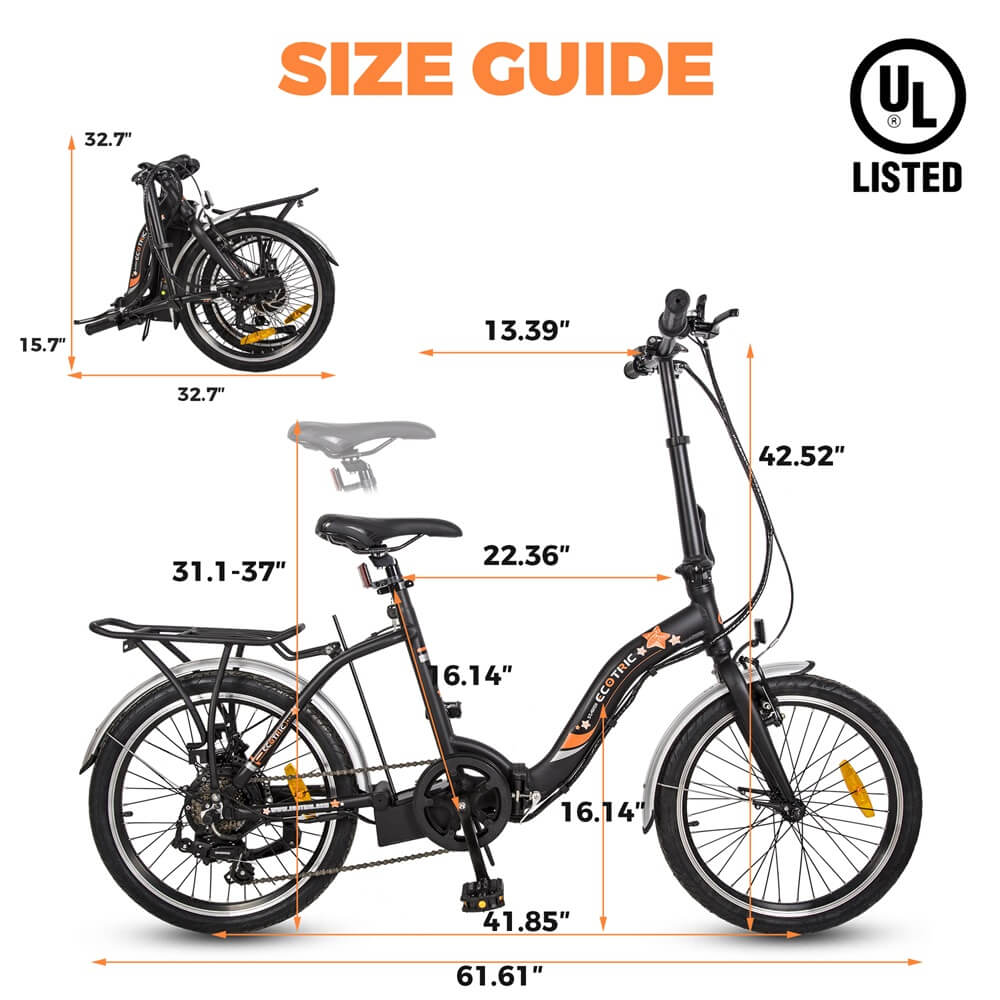 UL Certified-Ecotric Starfish 20inch portable and folding electric bike