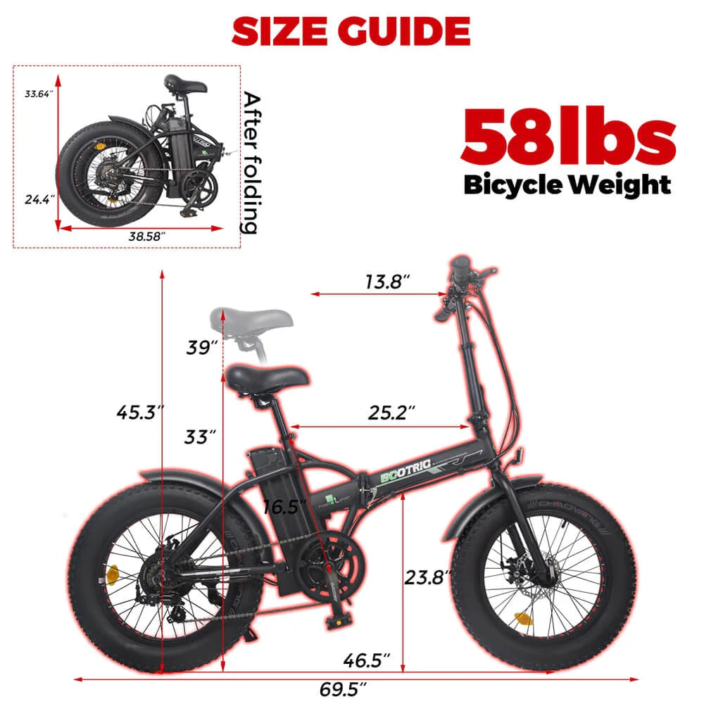 Ecotric 48V 13ah Cheetah portable and folding fat electric bike with LCD display